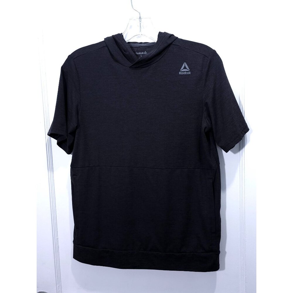 Reebok Women's Short-Sleeve Hoodie Black Lightweight Activewear L - Picture 2 of 7